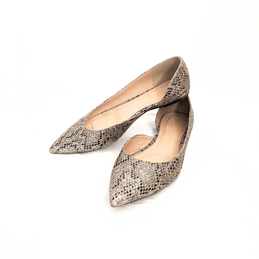 J. Crew Metallic Snake Skin Flats